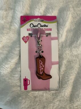 Char Charms Cowboy Boot Water Bottle Charm - Brown & Pink
